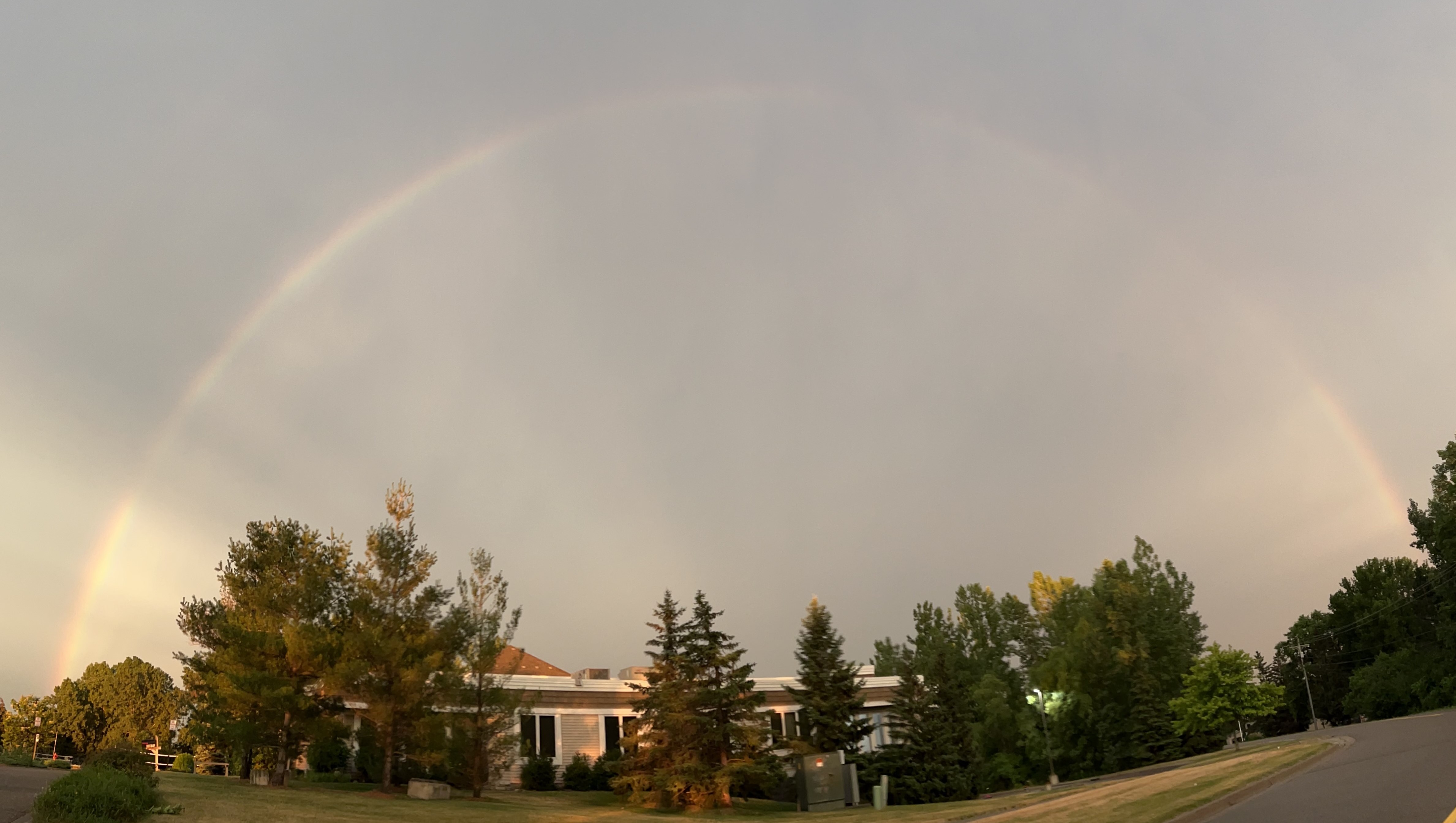 rainbow over church